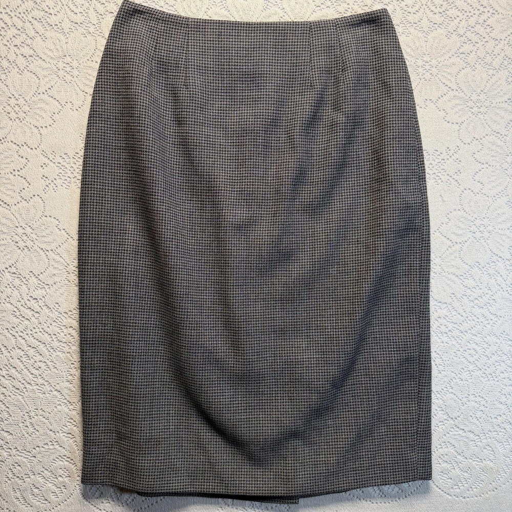 Linda Allard Ellen Tracy Skirt Womens 4 Gray Wool Tweed Lined Pencil Knee Length